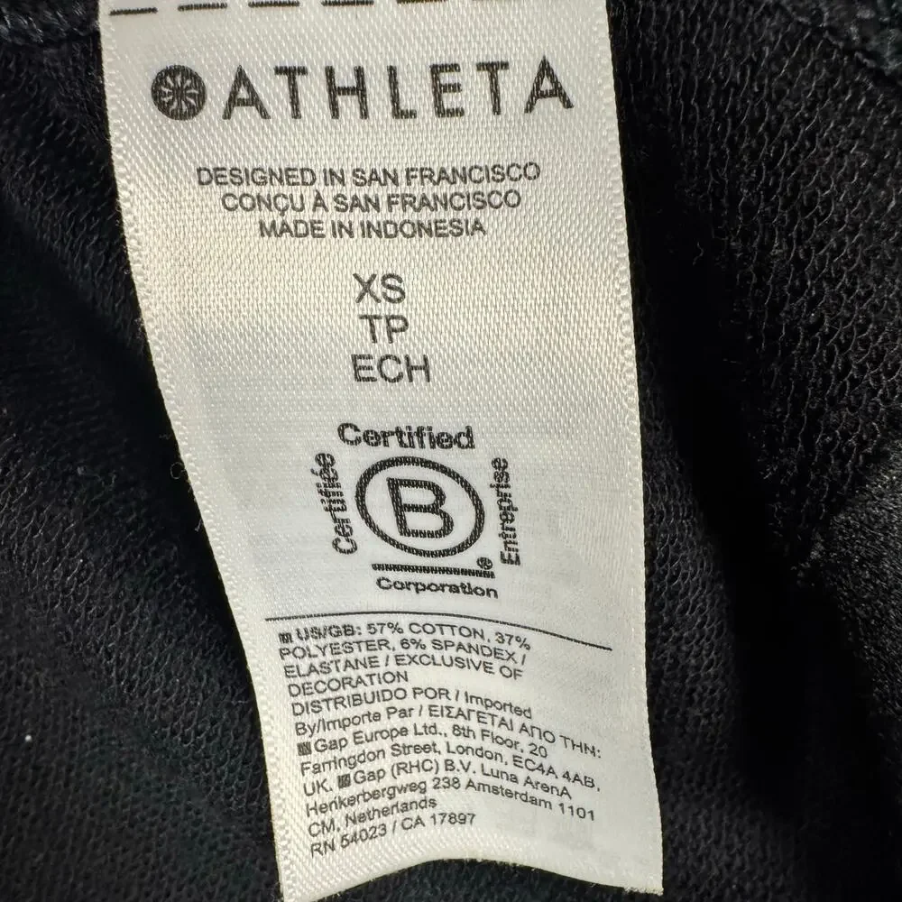 Athleta Retroberry V-Neck Sleeveless Sweatshirt Tee Black Women's - Size XS - Picture 8 of 9